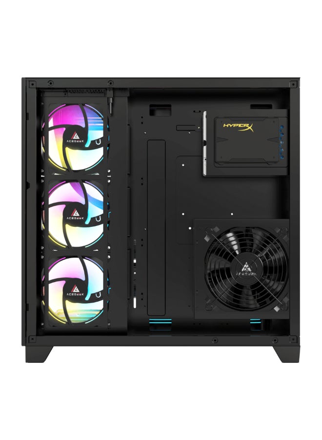 Emarat Gamers حاسوب الألعاب إمارات جيمرز – معالج إنتل كور i9-14900K، RTX 5080 16GB، 32GB DDR5 RGB، 2TB NVMe SSD، واي فاي، صندوق ACEGEEK Mercury R425 Pro زجاج أسود 7 مراوح RGB ATX - Image 4